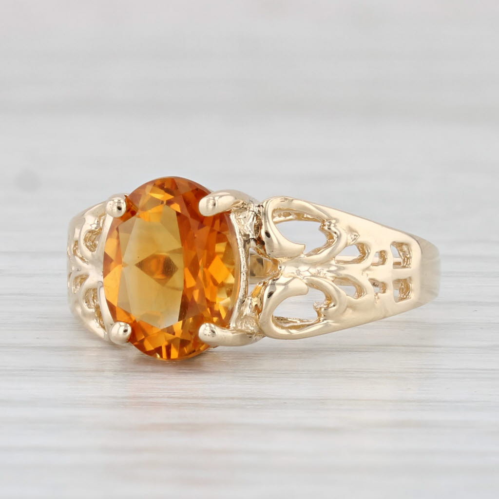 Light Gray 1.66ct Orange Citrine Ring 10k Yellow Gold Size 6 Open Work