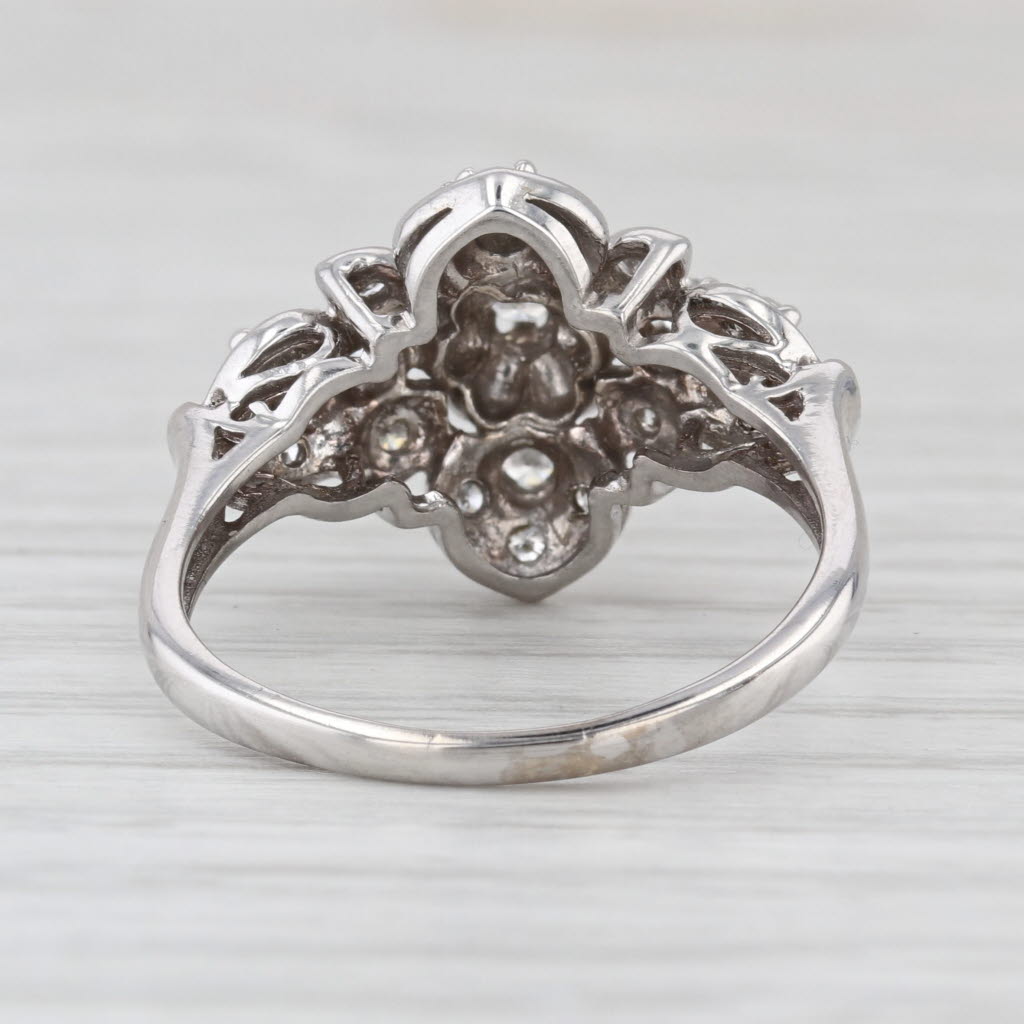 0.50ctw Ornate Diamond Cluster Ring 10k White Gold Size 9