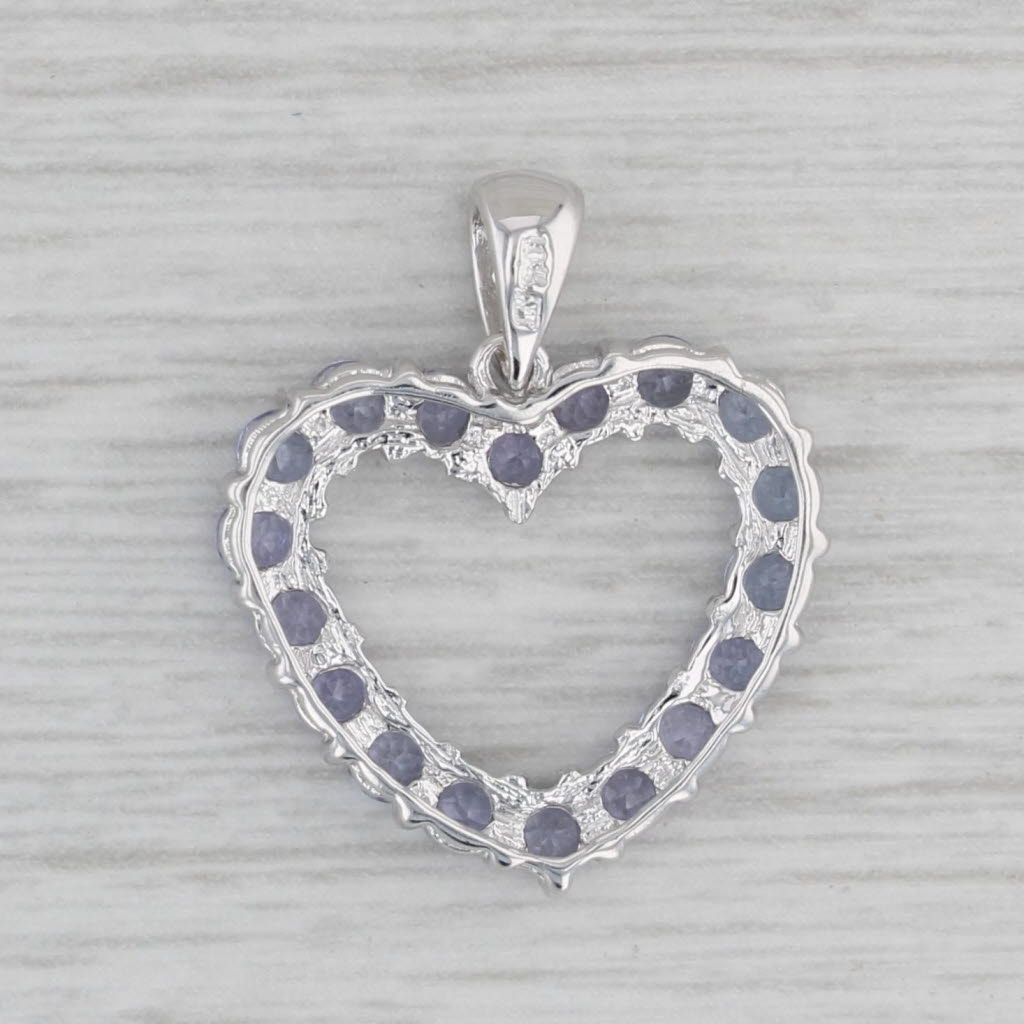 Gray 1.60ctw Tanzanite Open Heart Pendant 10k White Gold