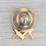 Gray Masonic Square Compass Pin 14k Yellow Gold Blue Lodge Lapel