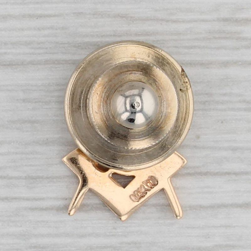 Masonic Square Compass Pin 14k Yellow Gold Blue Lodge Lapel