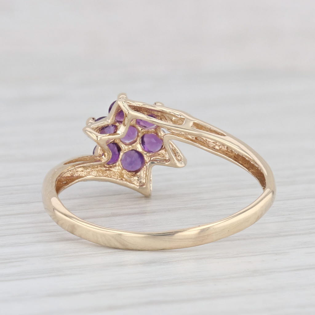 Light Gray 0.45ctw Amethyst Flower Cluster Ring 10k Yellow Gold Size 8.75