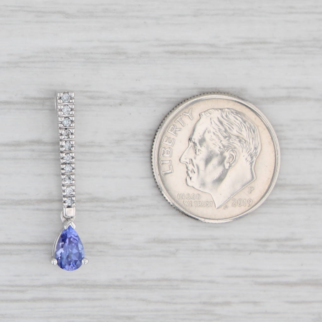 Light Gray 0.54ctw Tanzanite Teardrop Diamond Journey Pendant 14k White Gold