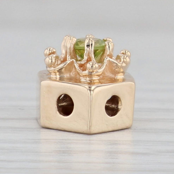 Light Gray Vintage 0.30ct Peridot Flower Slide Charm 14k Yellow Gold Floral Jewelry