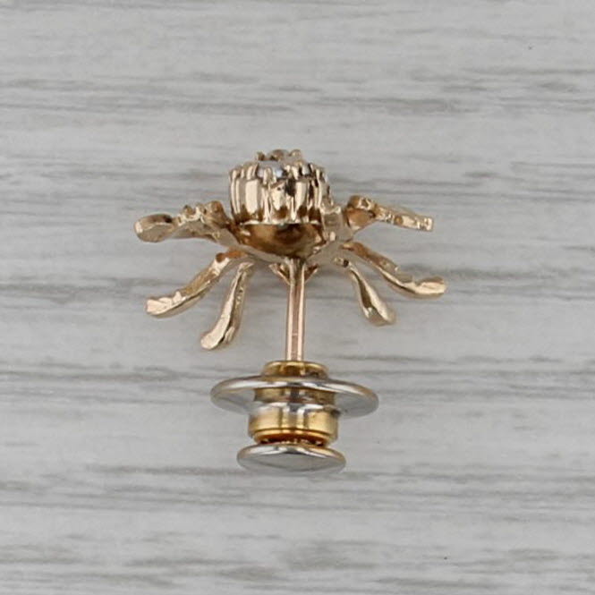 Vintage Seed Pearl Diamond Bee Pin 10k Yellow Gold Tie Tac Lapel
