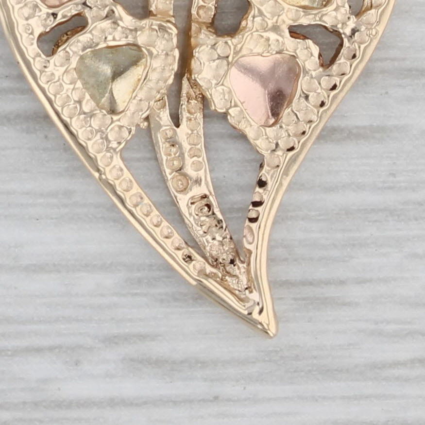 Gray Coleman Co Black Hills Gold Leaf Heart Pendant 10k Yellow Rose Green Gold