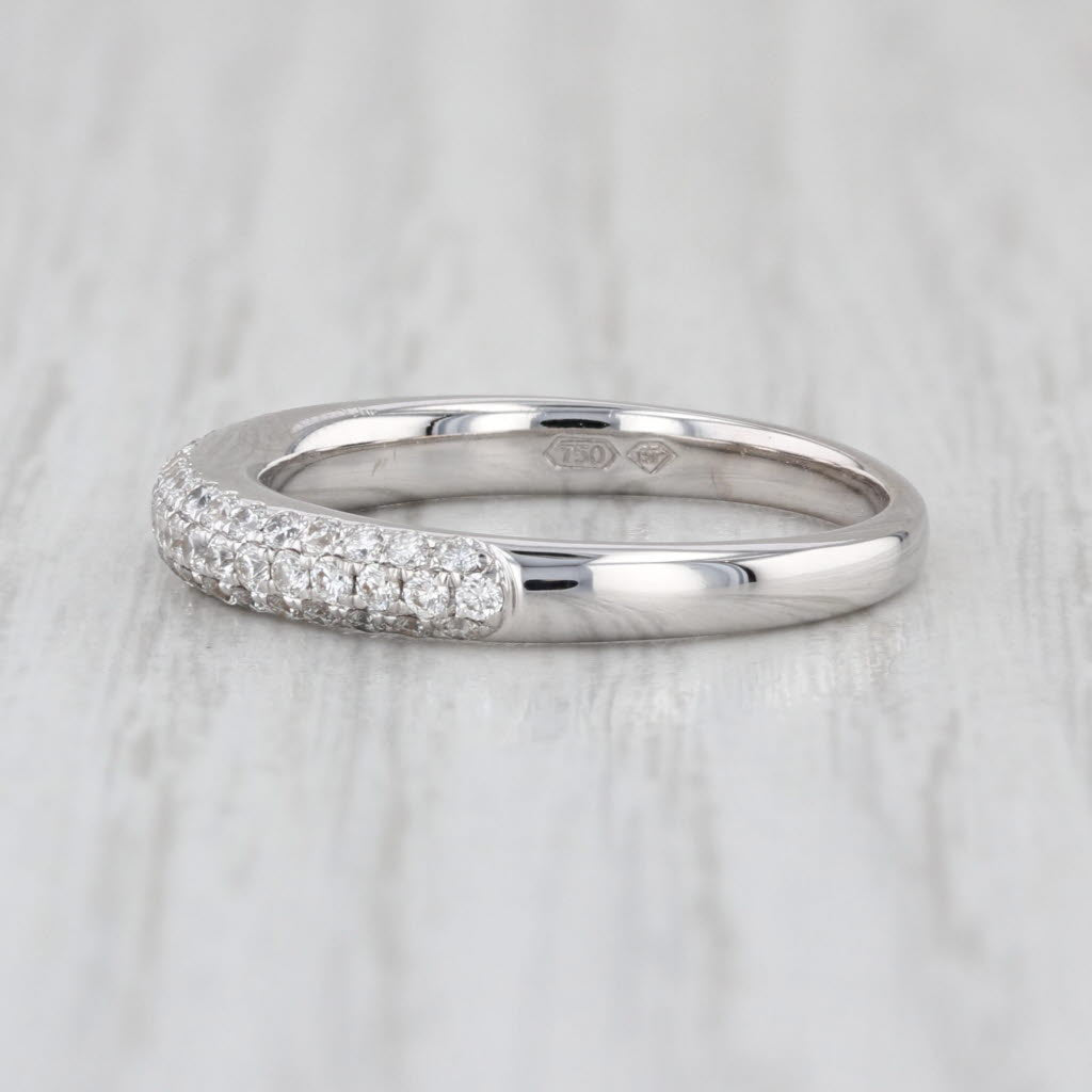 0.50ctw Pave Diamond Wedding Band 18k White Gold Size 6.5 Ring Stackable