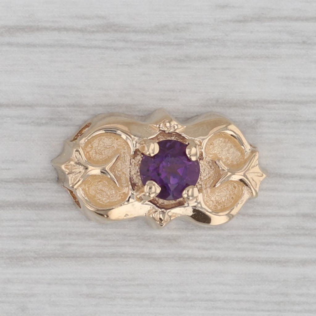 Gray Vintage 0.35ct Amethyst Slide Bracelet Charm 14k Yellow Gold