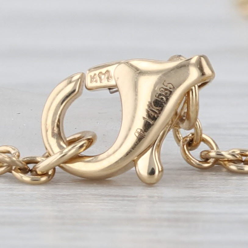 New 0.20ctw Diamond Beehive Pendant Necklace 14k Gold Adjustable Cable Chain