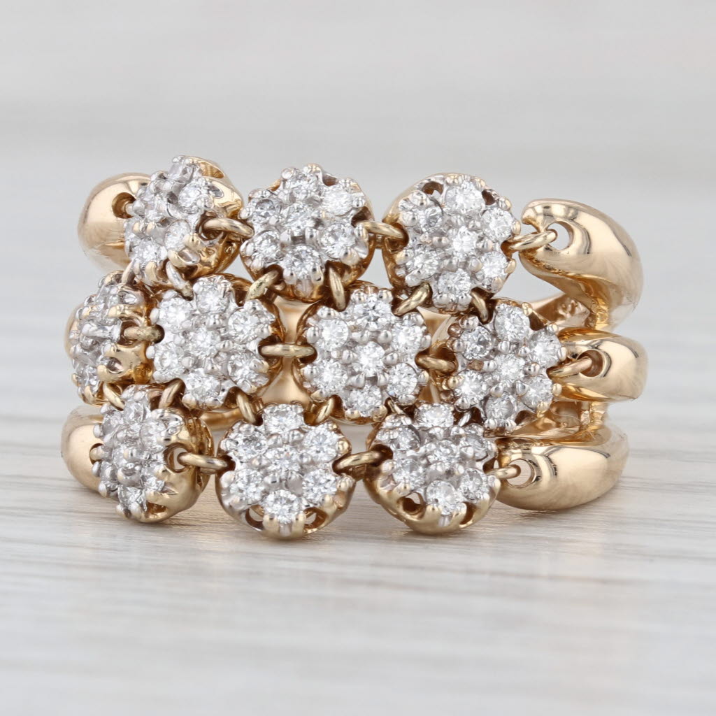 Sonia B 0.40ctw Diamond Cluster Ring14k Yellow Gold Size 10 Cocktail Moves