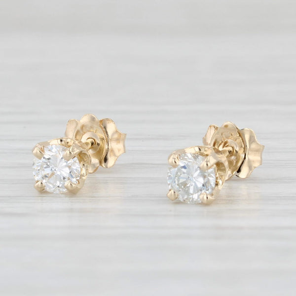 Light Gray 0.48ctw Diamond Stud Earrings 14k Yellow Gold Round Solitaire Studs