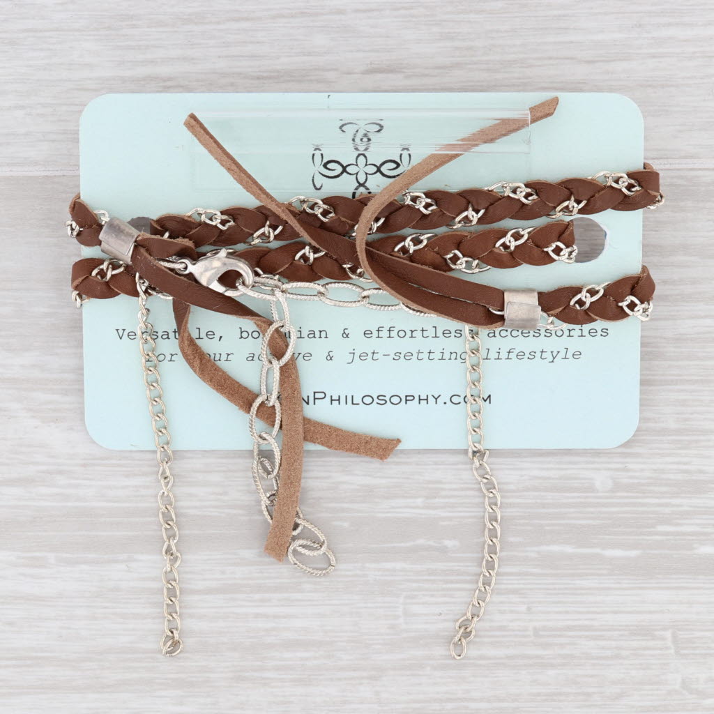 New Cordelia Nina Wynn Necklace Woven Brown Leather Tags Druzy Quartz