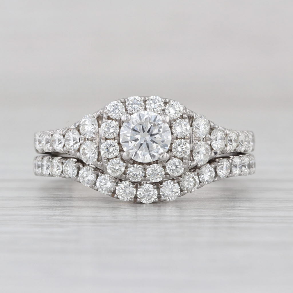 1.30ctw LEO Diamond Engagement Ring Wedding Band Bridal Set 14k White Gold Sz 7