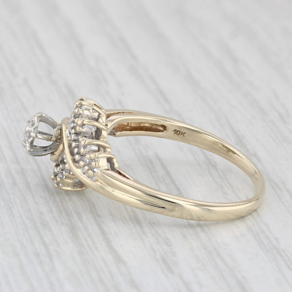 0.12ctw Diamond Engagement Ring 10k Yellow Gold Size 9 Bypass