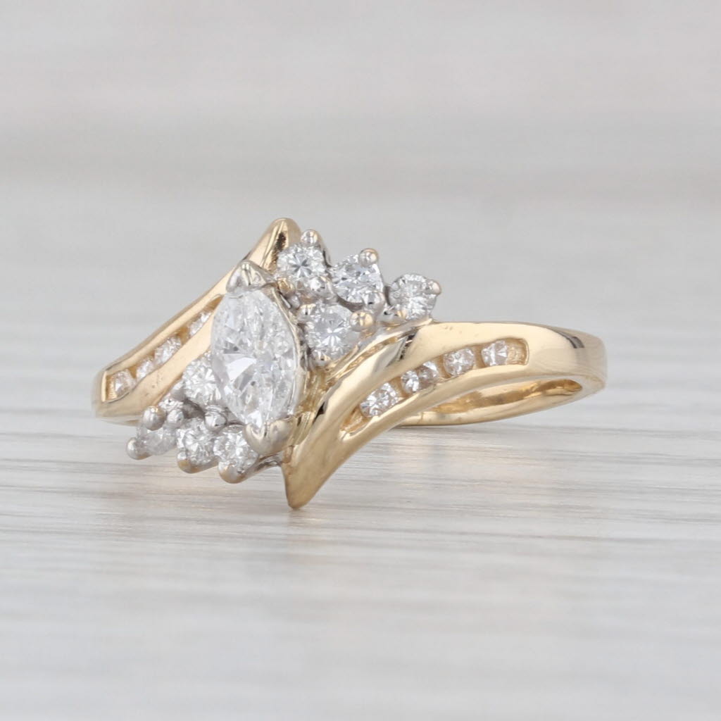 0.49ctw Marquise Diamond Bypass Ring 14k Yellow Gold Size 6.75 Engagement