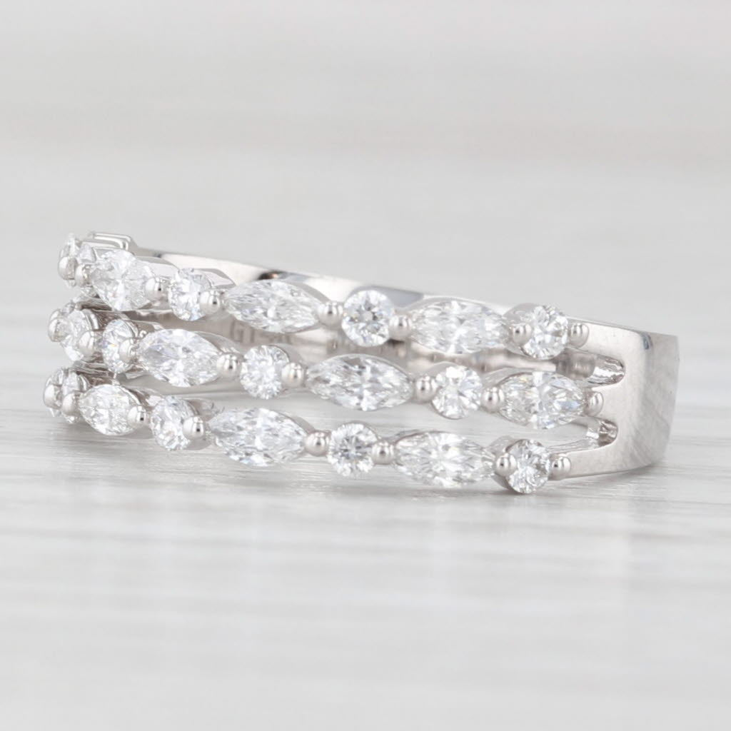 Light Gray New 0.78ctw Diamond 3-Band Ring 14k White Gold Size 6.25-6.5 Stackable Band