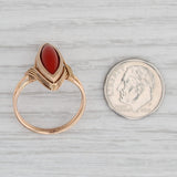 Light Gray Vintage Red Glass Marquise Ring 18k Yellow Gold Size 8.5