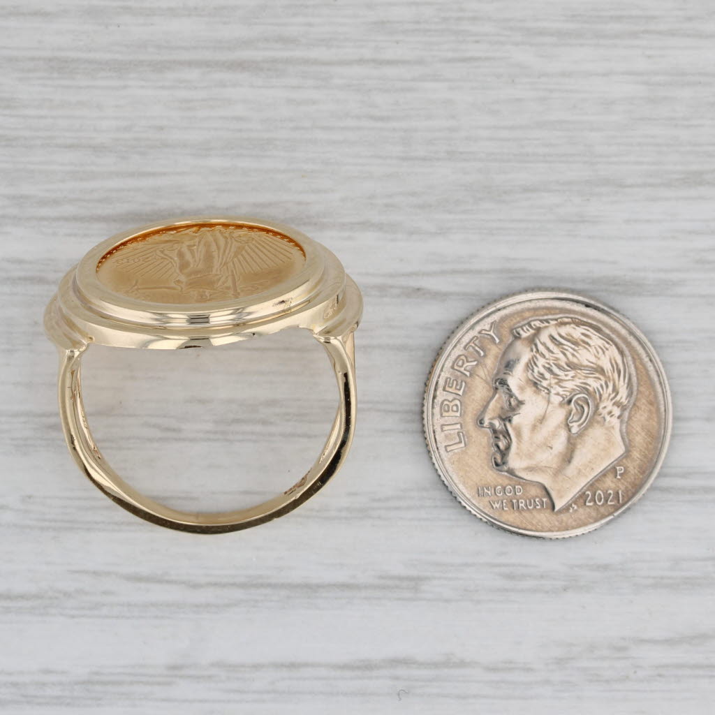 Gray 2013 1/10oz American Eagle Gold Coin Ring 14k 22k Yellow Gold Size 8