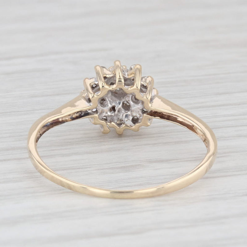 0.18ctw Round Diamond Cluster Engagement Ring 10k Yellow Gold Size 8.25