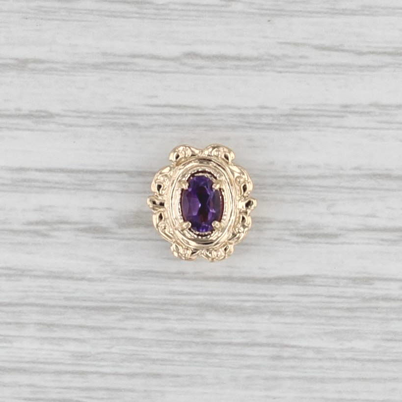0.42ct Oval Amethyst Solitaire Slide Bracelet Charm 14k Gold Richard Glatter