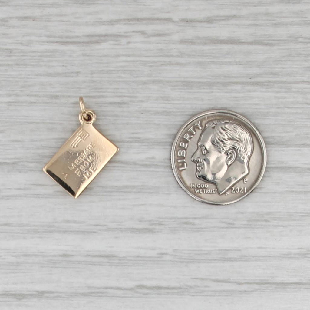 Vintage Love Letter Charm 14k Yellow Gold Small Drop Pendant Moving Parts