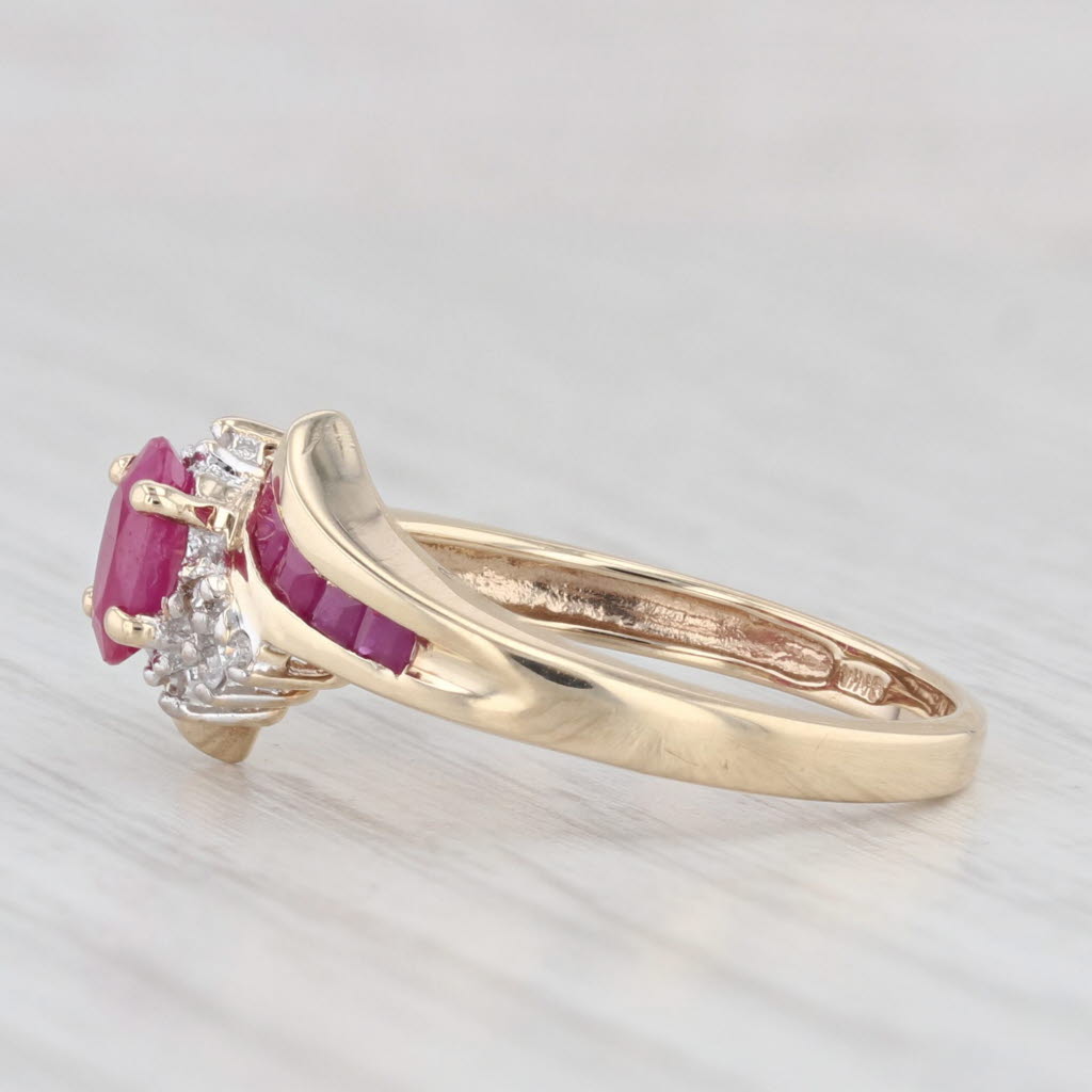 Light Gray 1.12ctw Ruby Diamond Bypass Ring 10k Yellow Gold Size 8