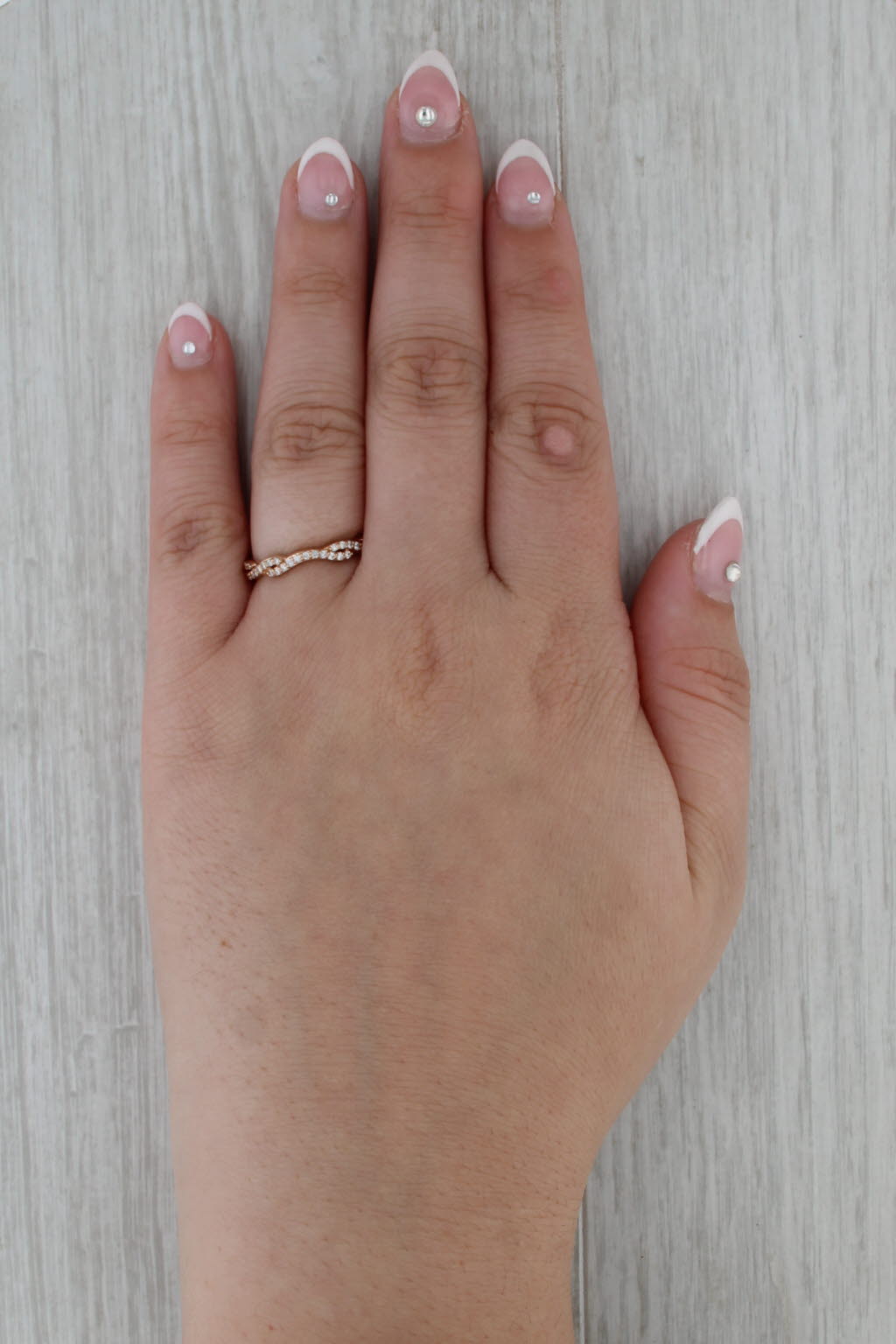 0.20ctw Diamond Contoured Woven Ring 14k Rose Gold Size 7 Stackable Band