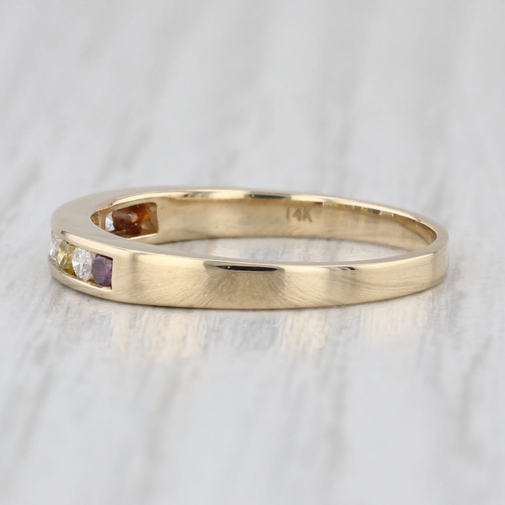 0.22ctw Multicolor Diamond Ring 14k Yellow Gold Stackable Wedding Band Sz 6.75