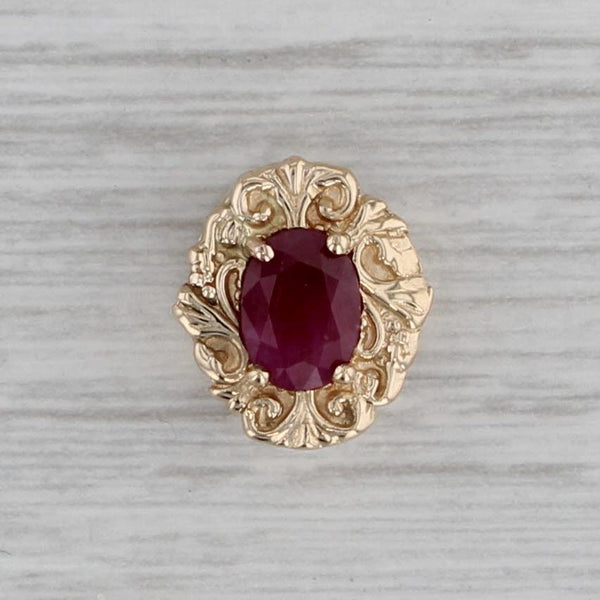 1ct Oval Ruby Solitaire Slide Bracelet Charm 14k Yellow Gold Vintage
