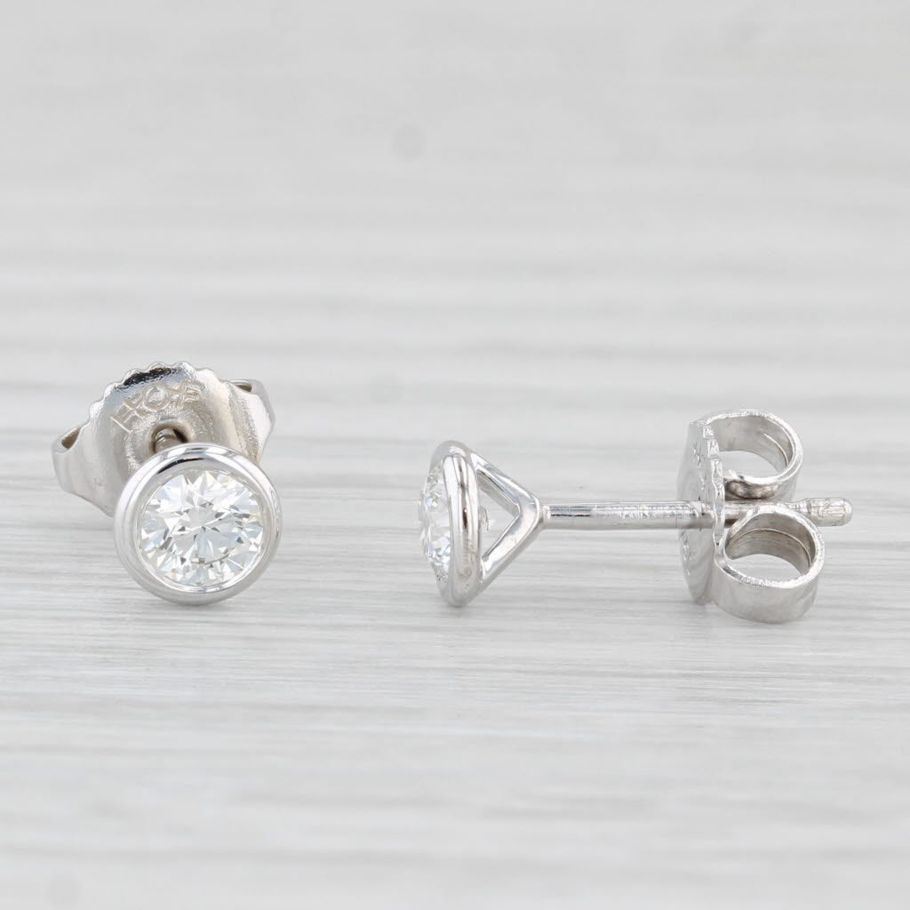 Light Gray 0.47ctw Hearts On Fire Stud Earrings 18k Yellow Gold Round Solitaire Studs