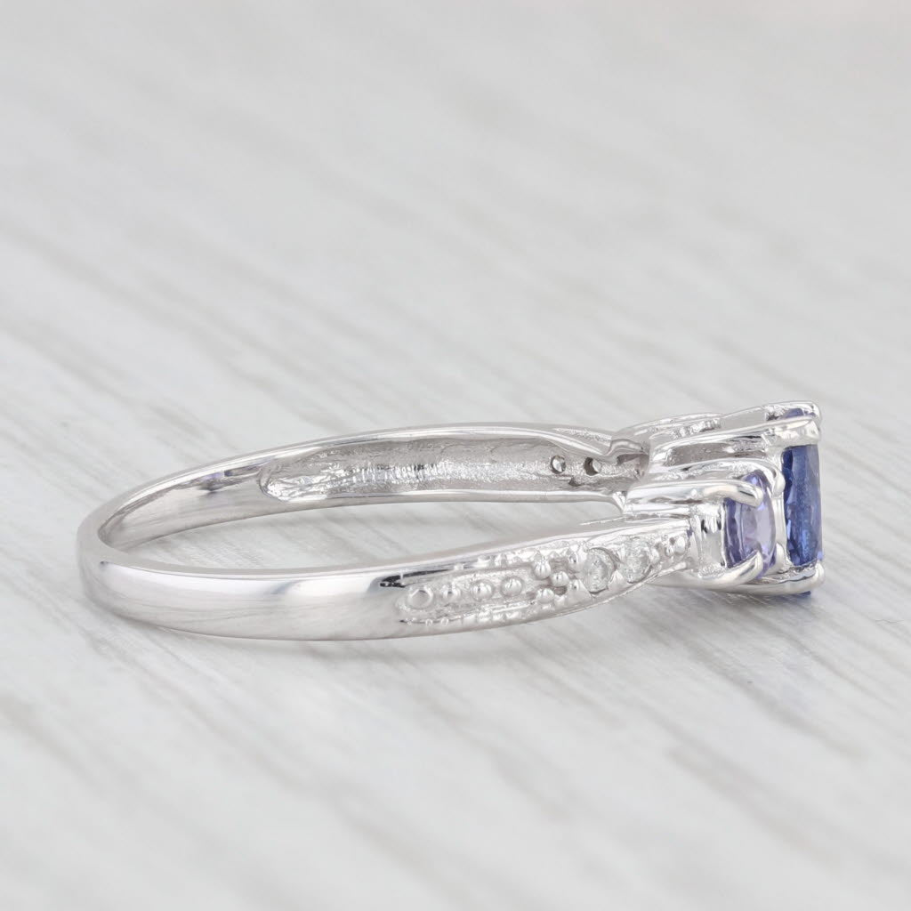 Light Gray 0.94ctw Tanzanite Diamond Ring 14k White Gold Size 7 3-Stone Engagement