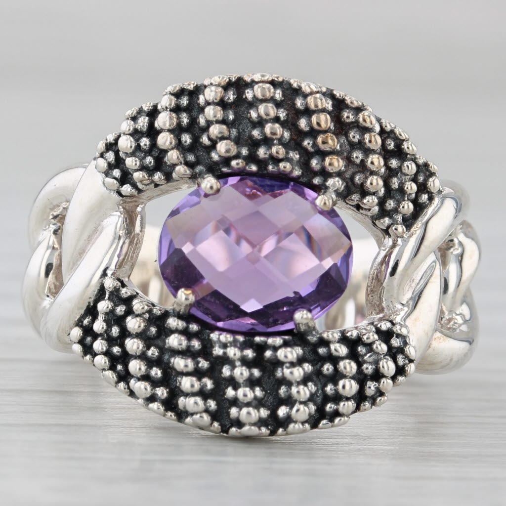 Gray Michael Dawkins 1.80ctw Amethyst Ring Sterling Silver Size 8 Statement