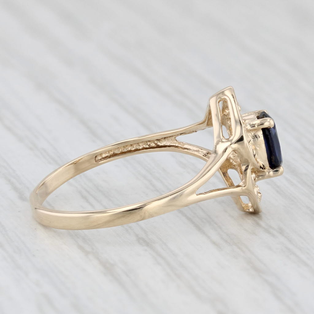 Light Gray 0.48ct Blue Lab Created Sapphire Filigree Ring 10k Yellow Gold Size 7.25