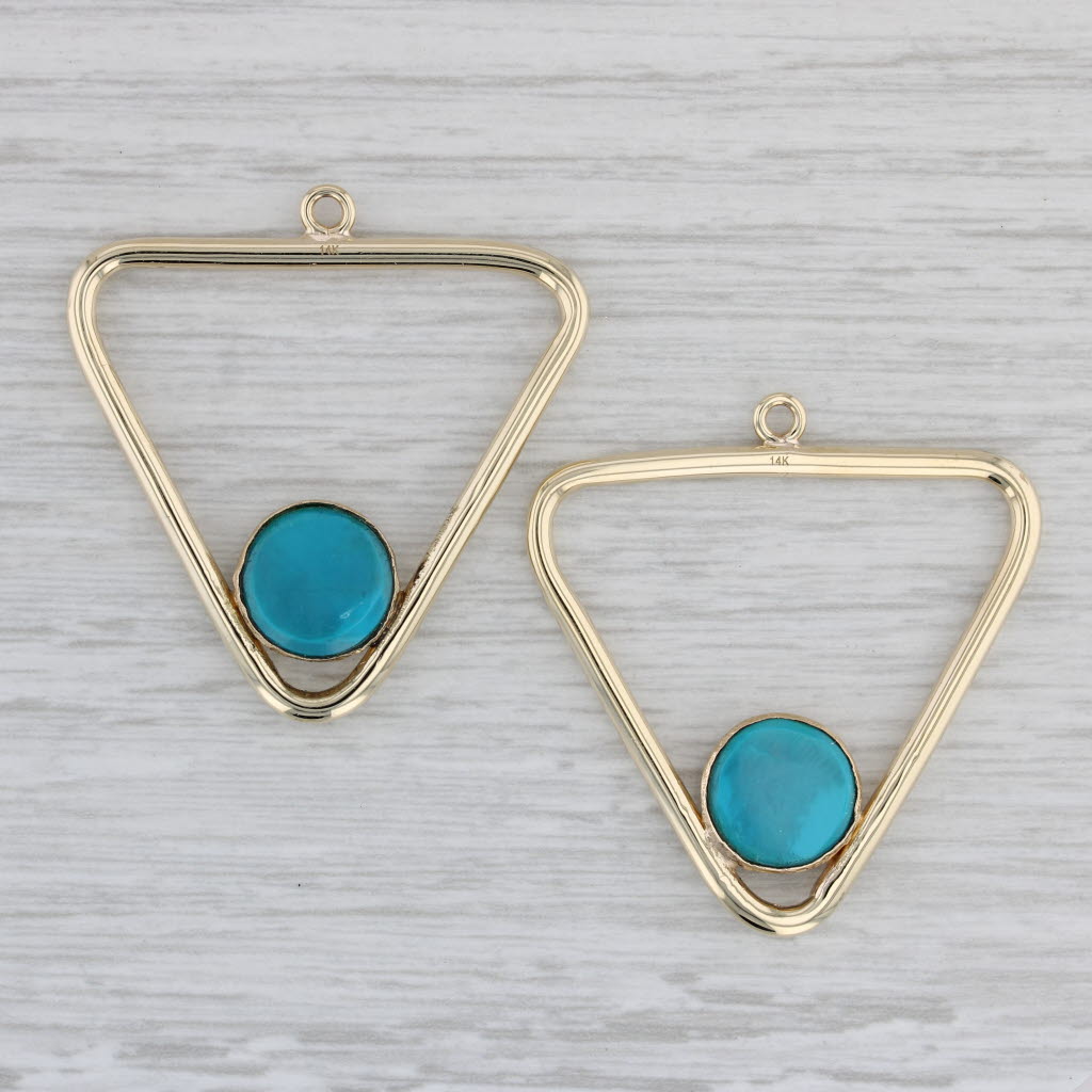 Gray Turquoise Earring Enhancers 14k Yellow Gold Triangle Statement Drops