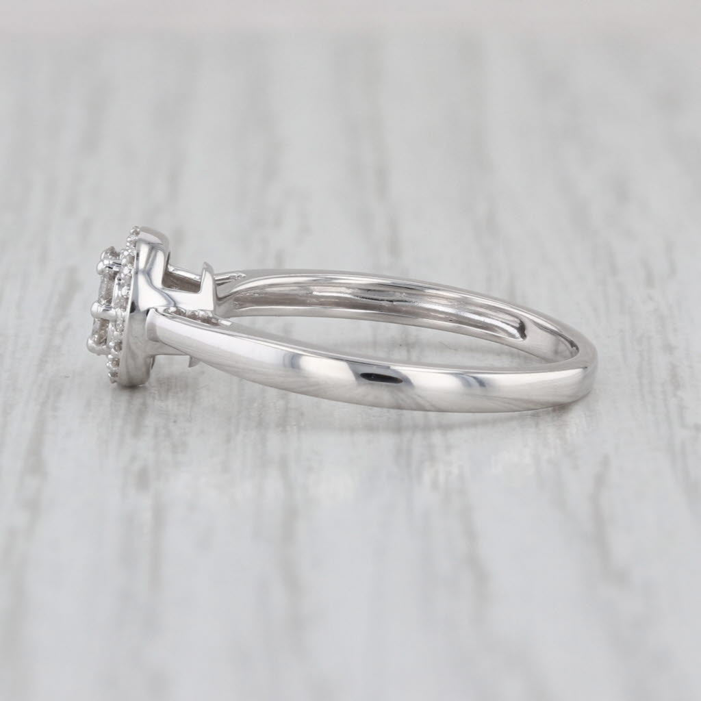 0.22ctw Diamond Cluster Halo Engagement Ring 10k White Gold Size 7