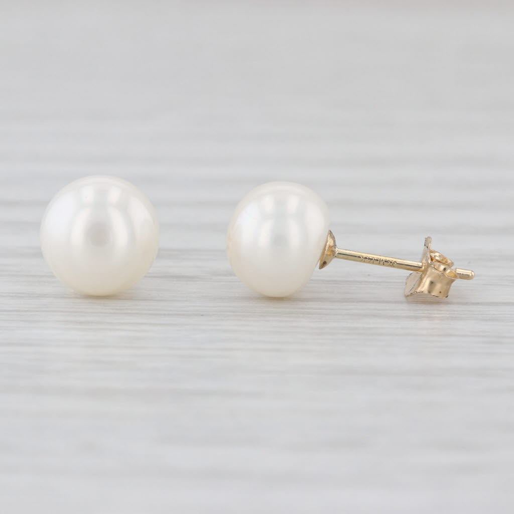 Cultured Pearl Stud Earrings 14k Yellow Gold Bead Studs