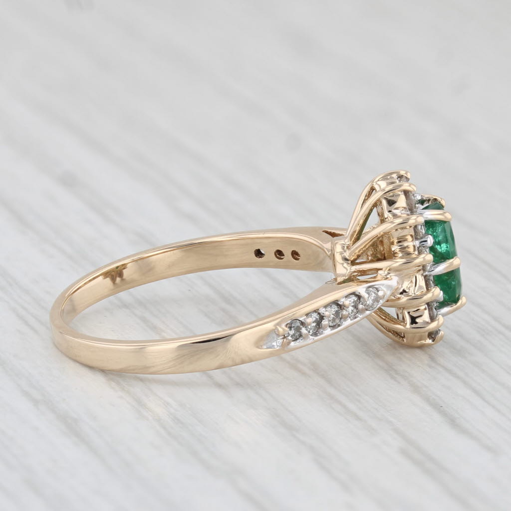 Light Gray 0.96ctw Oval Emerald Diamond Halo Ring 14k Yellow Gold Size 7 Engagement