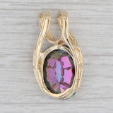 Gray 3.25ct Mystic Topaz Pendant 14k Yellow Gold Oval Solitaire
