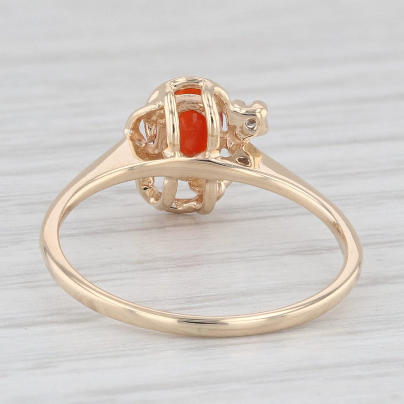 Fire Opal Diamond Accent 14K Yellow Gold Ring Size 5.5