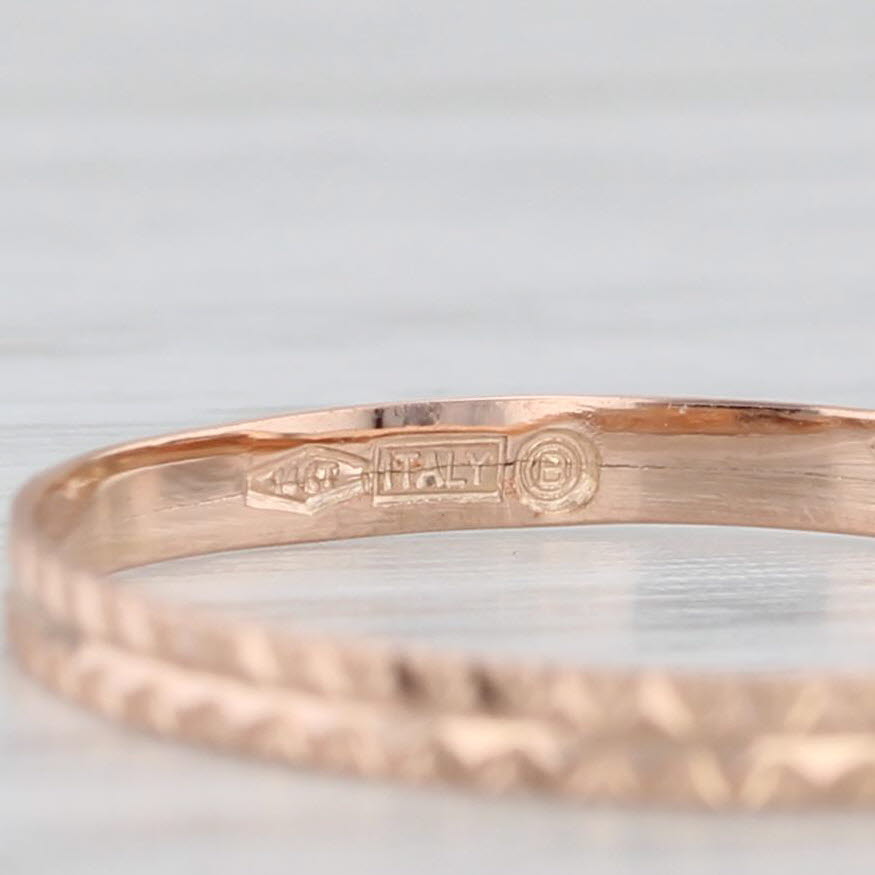 Light Gray Patterned Rose Gold Band 14k Stackable Wedding Ring Size 6