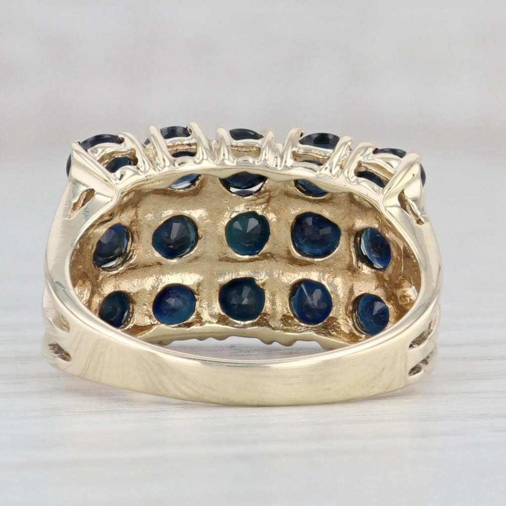 Light Gray 3ctw Blue Sapphire Cluster Ring 10k Yellow Gold Size 8 Cocktail