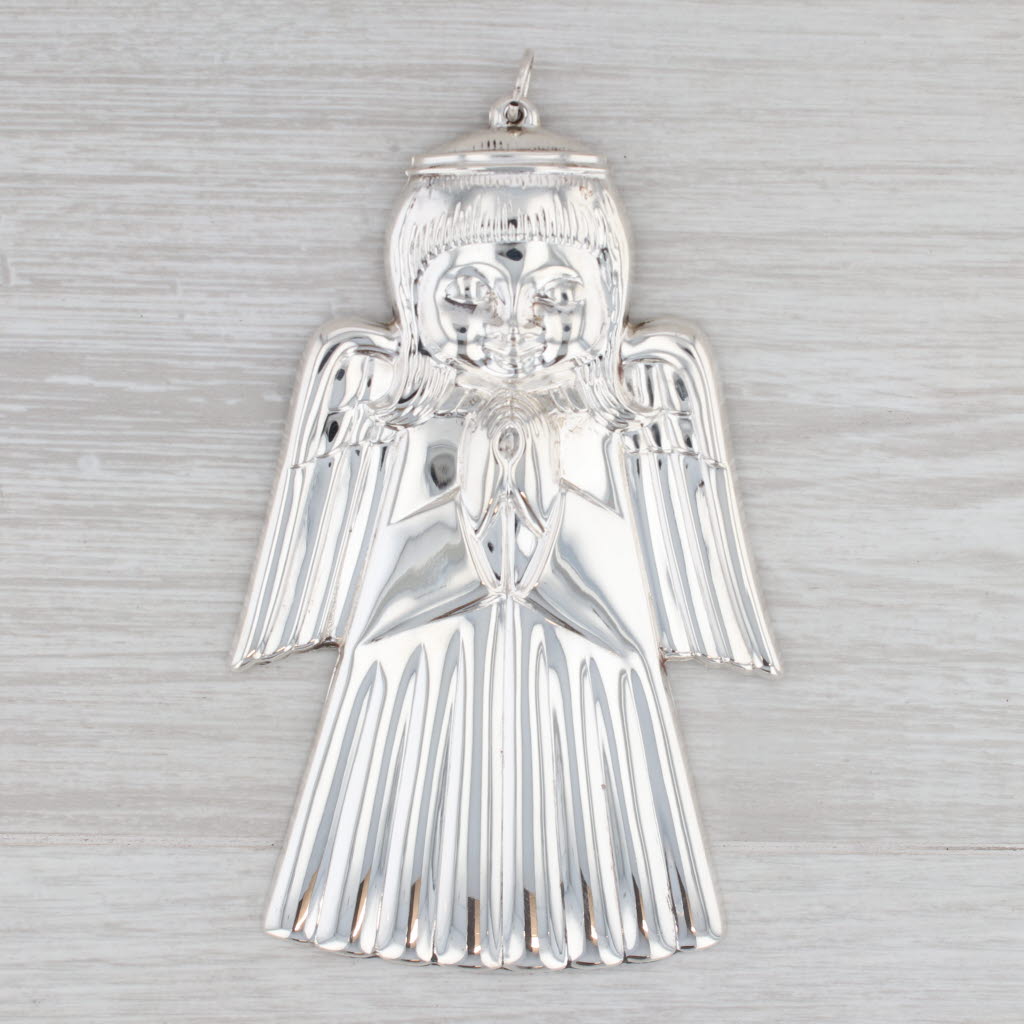 Light Gray 1975 Gorham Christmas Angel Sterling Silver Ornament Luther Ltd Ed Holiday