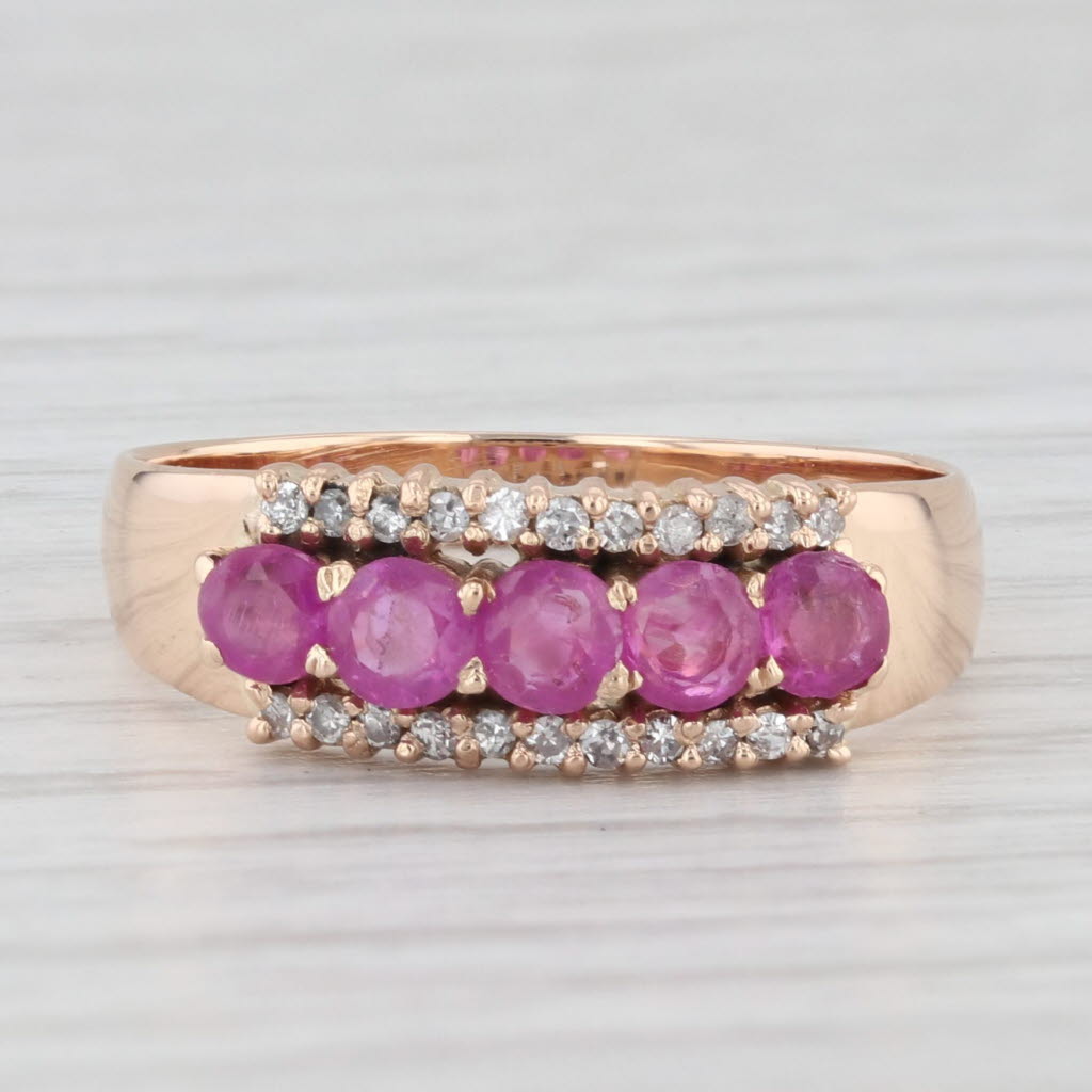 Light Gray 0.96ctw Pink Sapphire Diamond Ring 14k Rose Gold Size 7