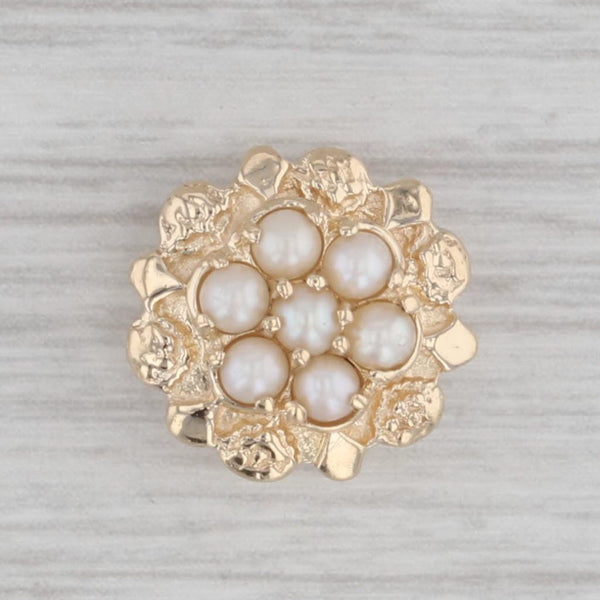 Richard Klein Cultured Pearl Cluster Flower Slide Bracelet Charm 14k Yellow Gold