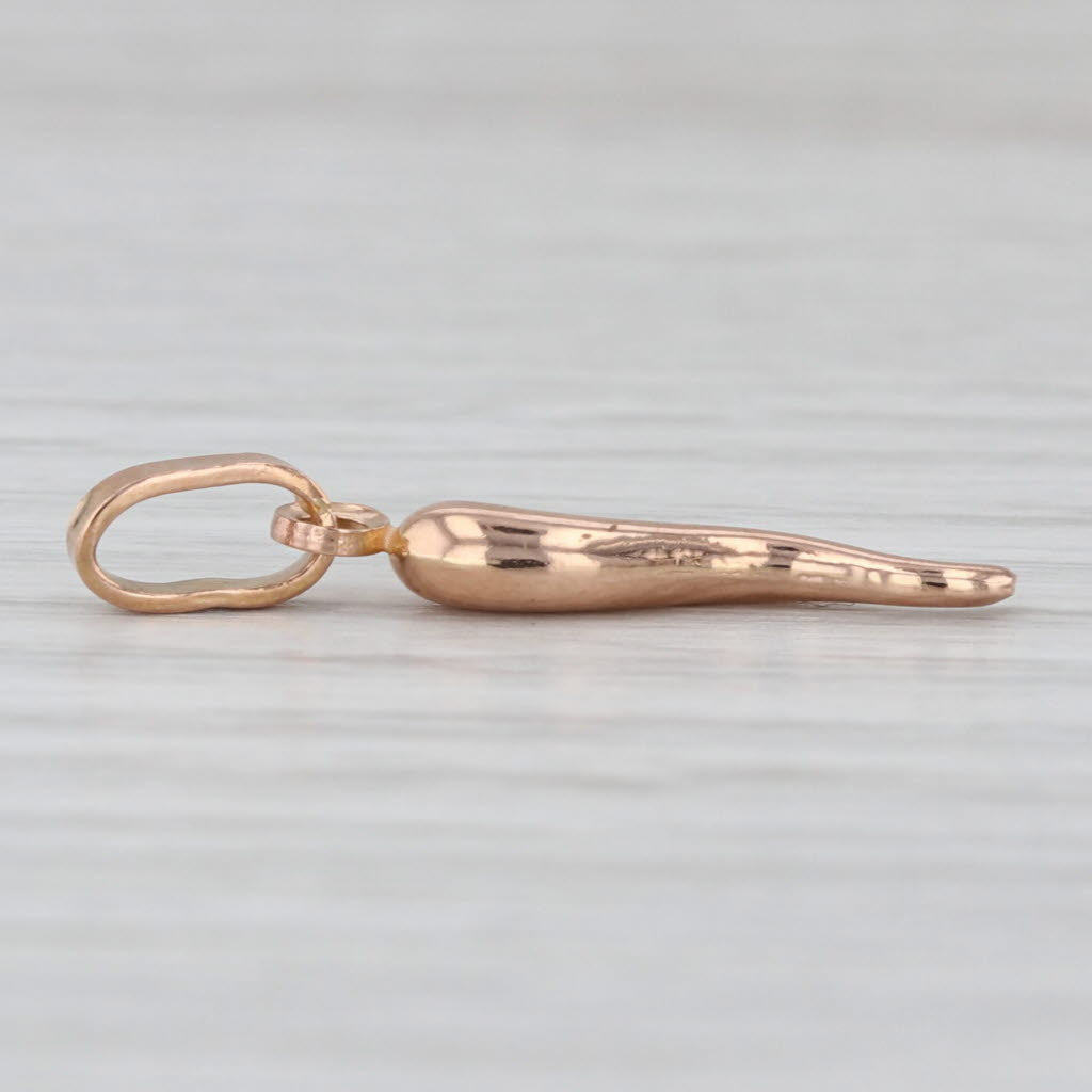 Italian Horn Charm Pendant 18k Rose Gold Small Drop Good Luck Talisman