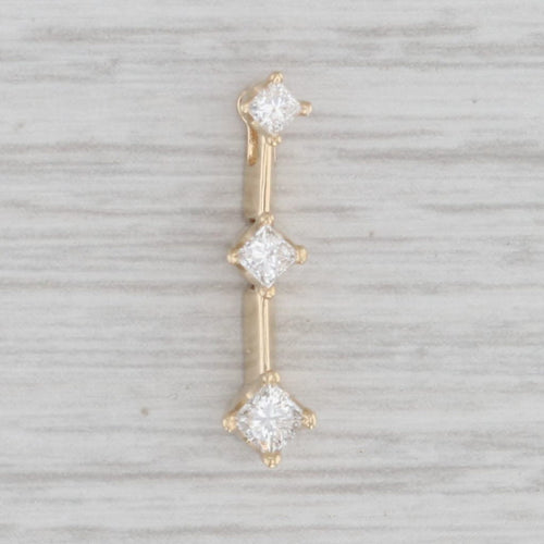 Gray 0.24ctw Diamond 3-Stone Graduated Journey Pendant 14k Yellow Gold Small Drop