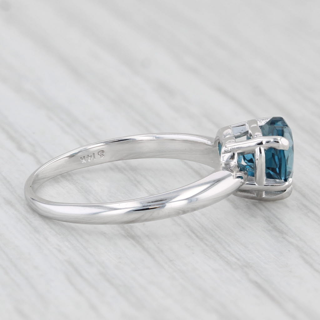 Light Gray 1.10ct London Blue Topaz Heart Solitaire Ring 14k White Gold Size 6