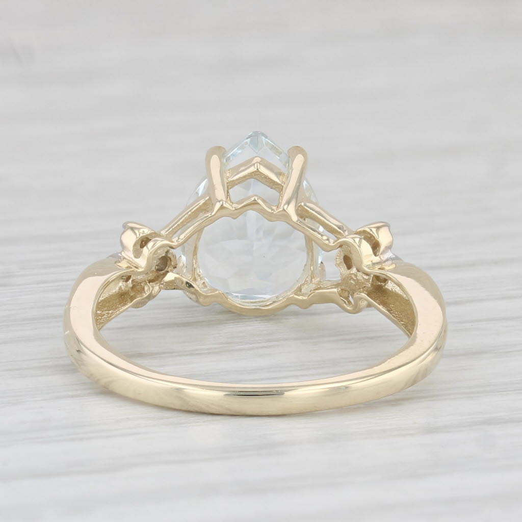 Light Gray 2.22ctw Pear Aquamarine Diamond Ring 10k Yellow Gold Size 6