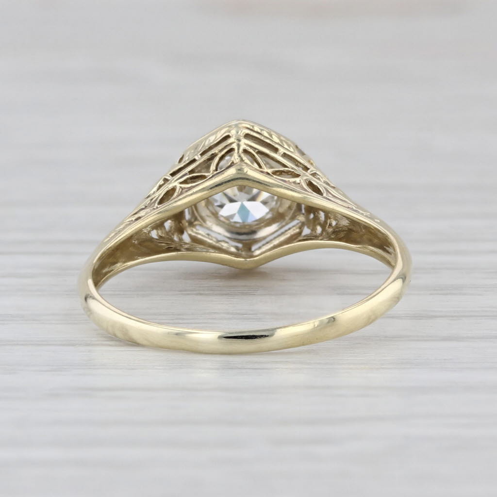 Vintage GIA 0.54ct Round Diamond Solitaire Engagement Ring 14k Gold Palladium