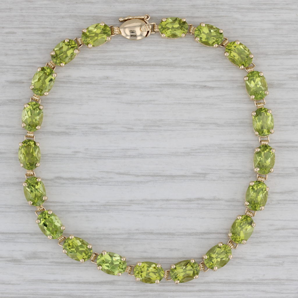 Gray 17ctw Peridot Tennis Bracelet 14k Yellow Gold 7" 5mm